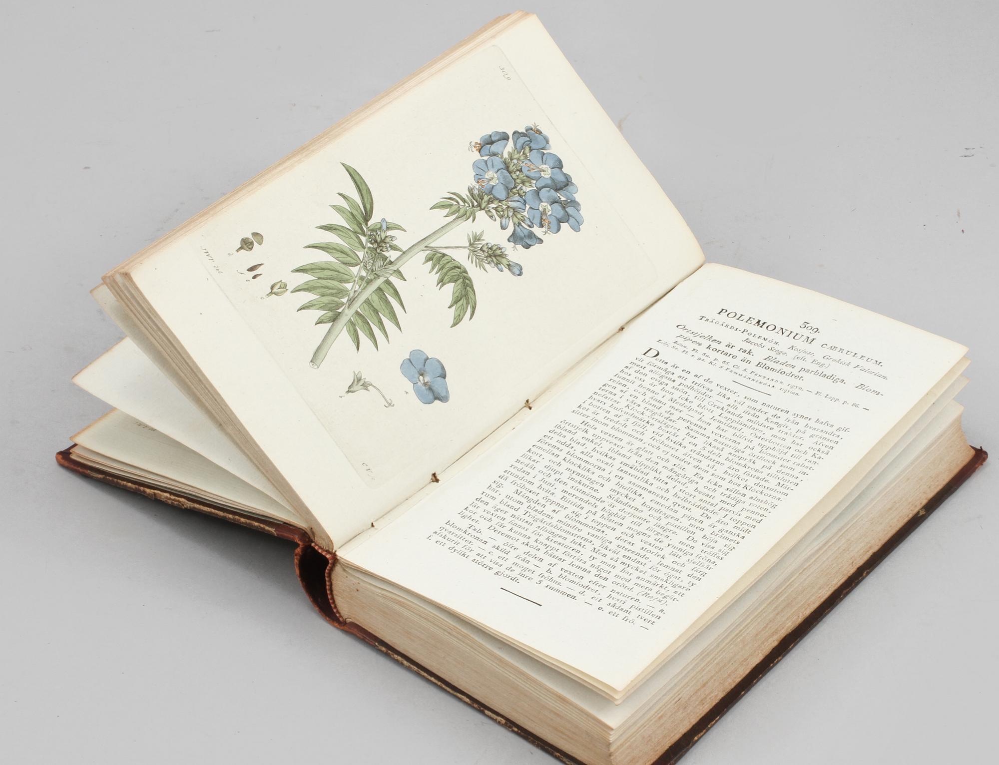 BOKVERK, 4 vol, "Svensk Botanik", utgivna av Johan Wilhelm Palmstruch, Stockholm, 1803-1809.