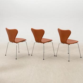 Arne Jacobsen, chairs 6 pcs "The Seven" for Fritz Hansen, late 20th century.