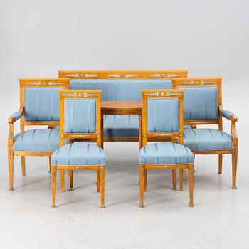 Salon group, 6 pieces, Empire style, around 1900.