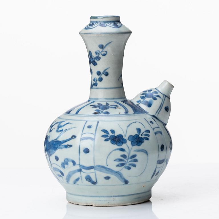 A blue and white kendi, Ming dynasty, Wanli (1572-1620).
