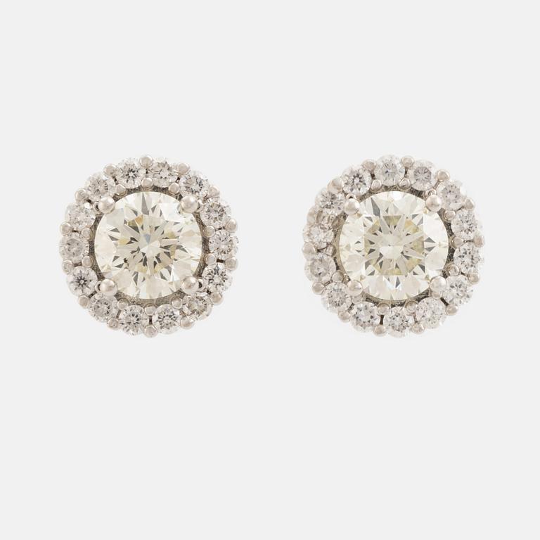 Brilliant cut diamond earrings.