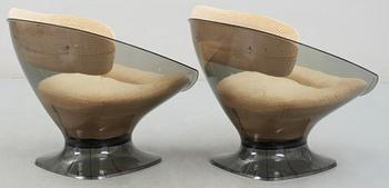 STOLAR, ett par, "Space age plexi ball chair" Raphel Raffel, 1960/70-tal.