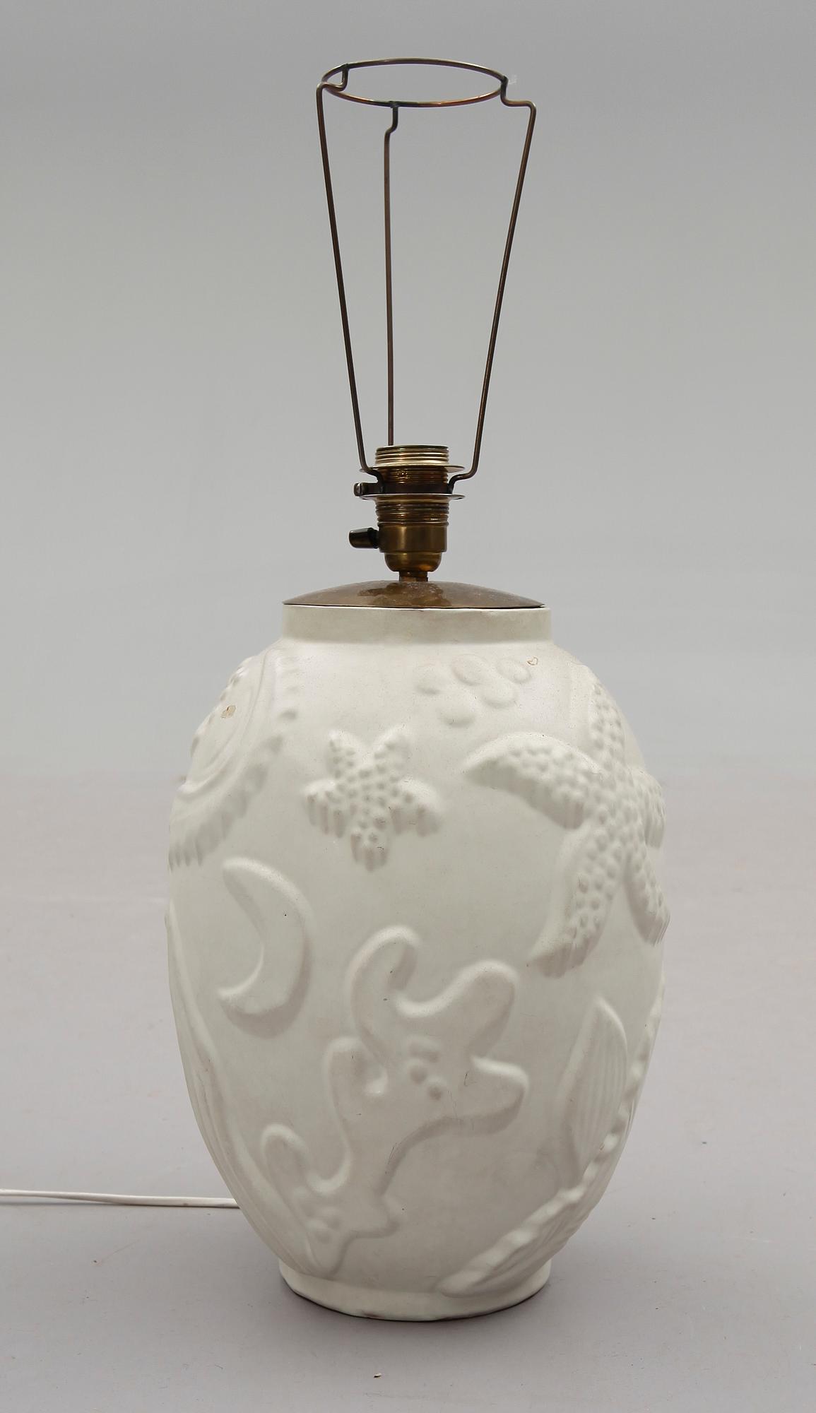 BORDSLAMPA, glaserat lergods, Anna-Lisa Thomson, Upsala Ekeby, 1900-talets mitt.