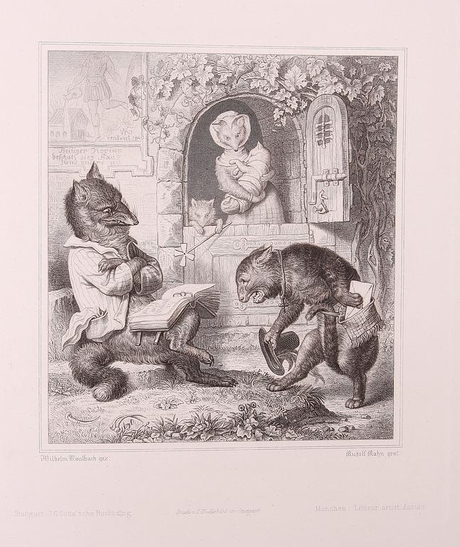 BOK, "Reineke Fuchs", av Wofgand von Goethe, illustrerad av Wilhelm von Kaulbach, Stuttgart 1846.