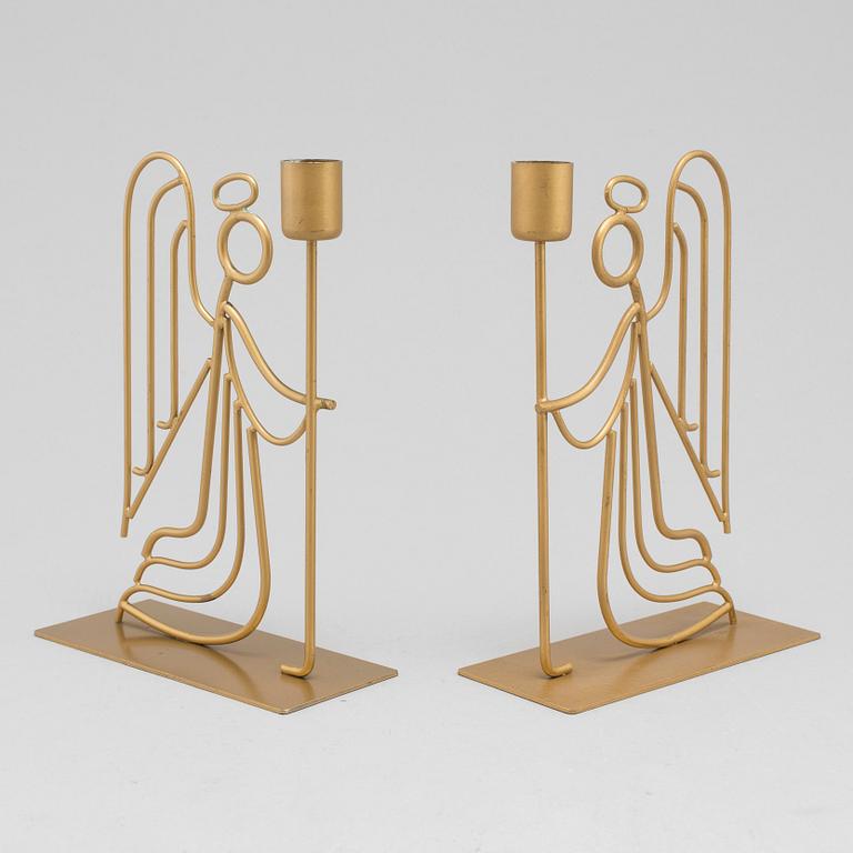 GUNNAR ANDER, ljusstakar, ett par, Ystad metall, 1960-tal.