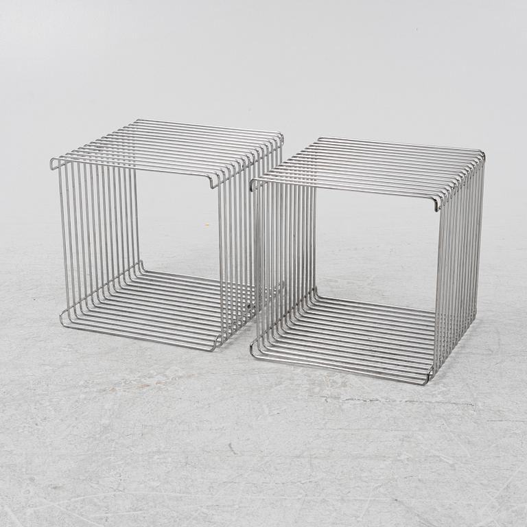 Verner Panton, a pair of 'Wire' shelves/bedside tables, Montana, Denmark.