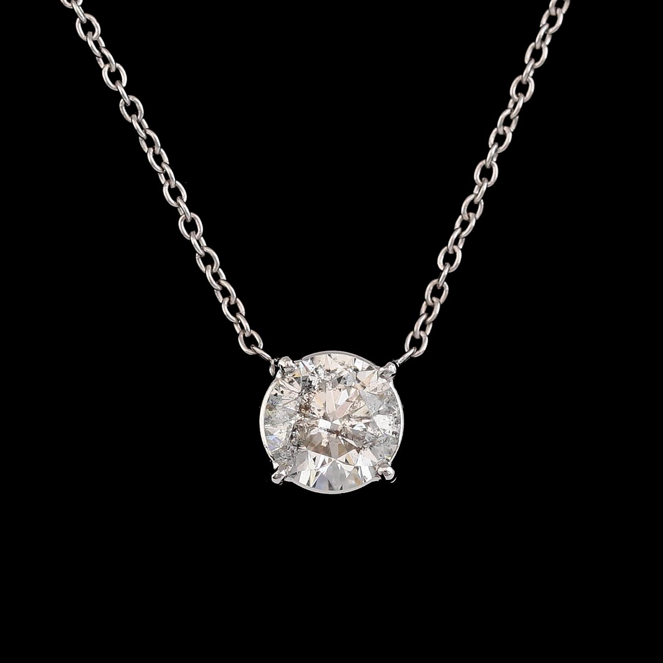 HÄNGE MED KEDJA, 18K vitguld, solitär briljantslipad diamant ca 1.20 ct.