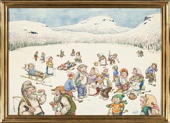 ROLF LIDBERG, Akvarell, sign o dat -84.