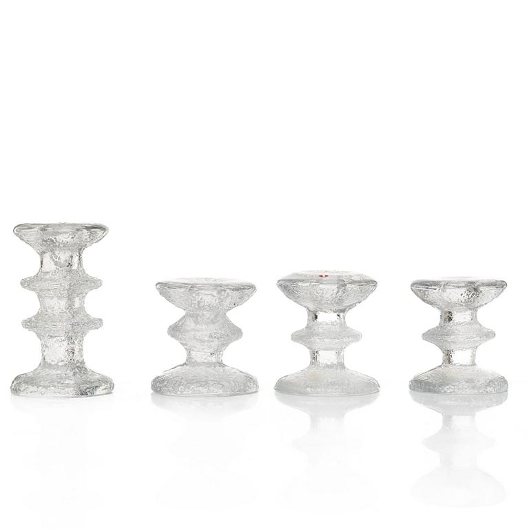 Timo Sarpaneva, a set of nine glass candleholders, "Festivo", Iittala.