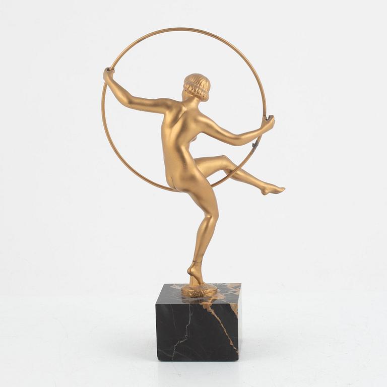 Max Le Verrier, after, "Briand", figurine, Art Deco style, athletic woman, France, 20th century.