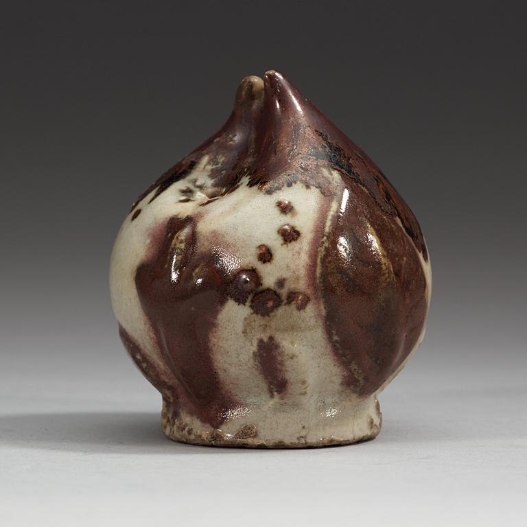 A peach shaped stone ware water sprinkler, Korea, 19th Century.