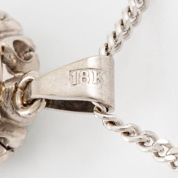 Necklace, 18K white gold with emerald and brilliant-cut diamonds.