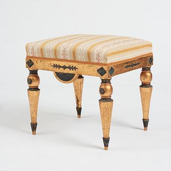 Karmstol samt taburett,  Carl Christoffer Gjörwells art (1766-1837), 1800-talets början, Sengustavianska.