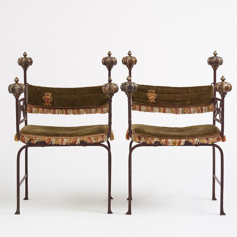 A pair of presumably Spanish armchairs, 19th century.