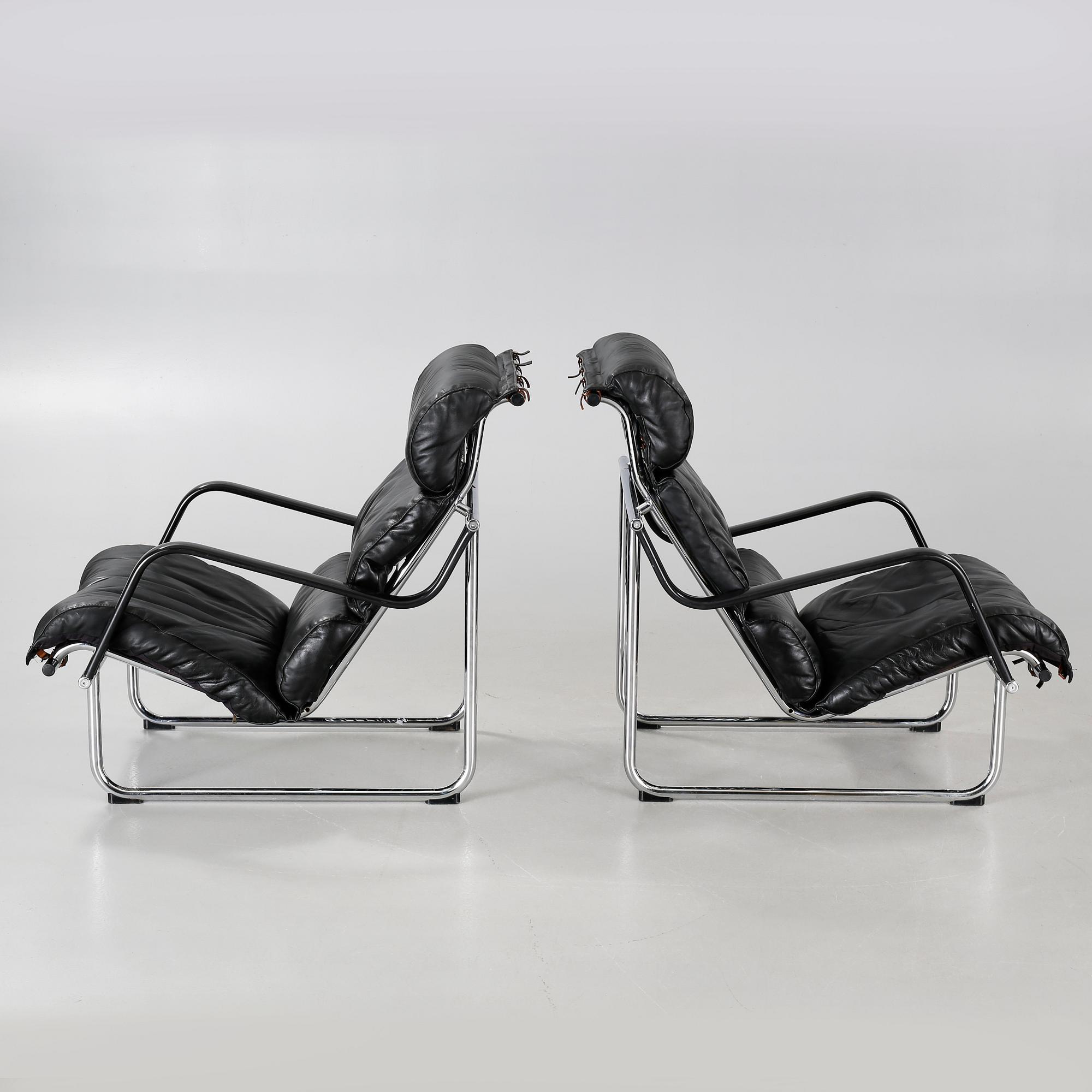 A pair of "Remmi 817H-1K" chairs, designed by Yrjö Kukkapuro in 1969, made by Haimi Oy or Avarte Oy.
