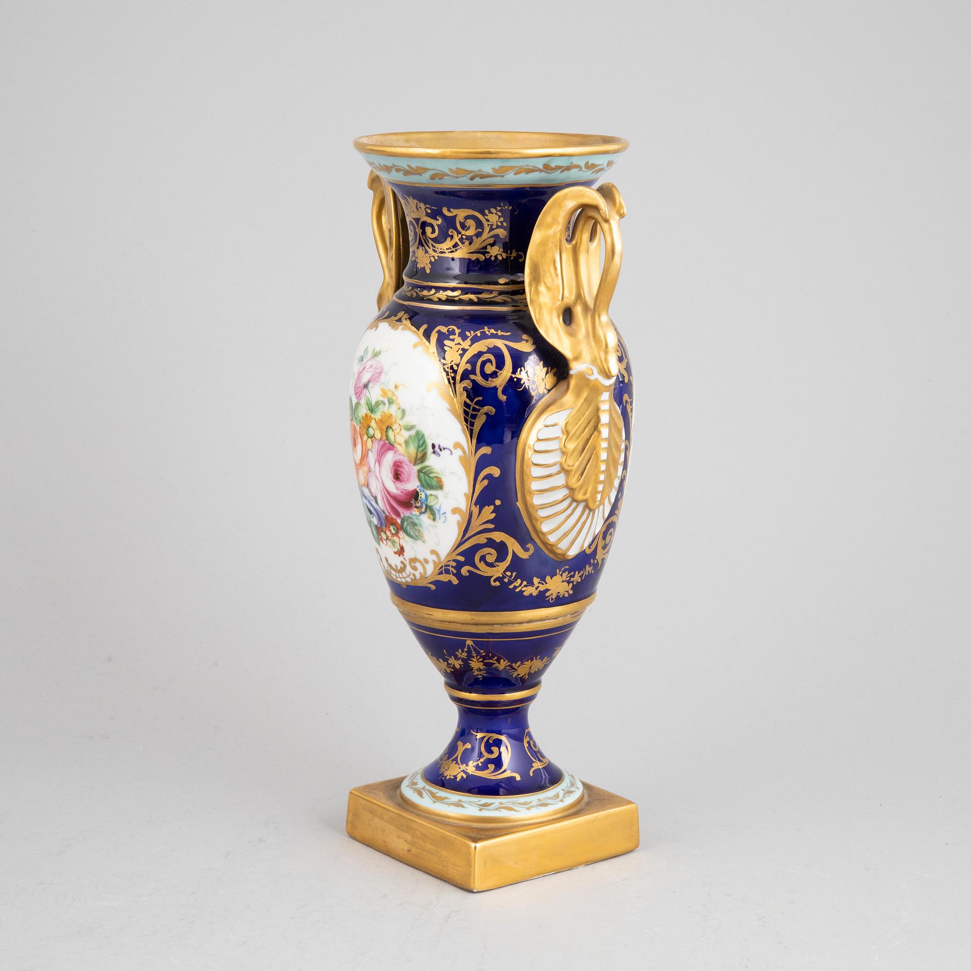 An Empire style porcelain urn decorated by Atelier Le Tallec, France, mid 20th century.