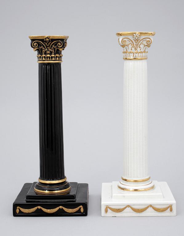 LJUSSTAKAR, 2 st, porslin, Gustavsberg, sekelskiftet 1900.