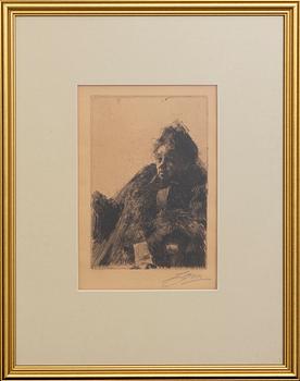 Anders Zorn, a signed etching from 1891.