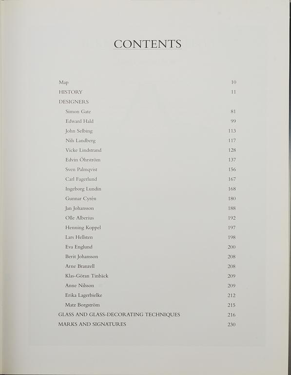 A lot of eight books regarding Orrefors glasbruk.