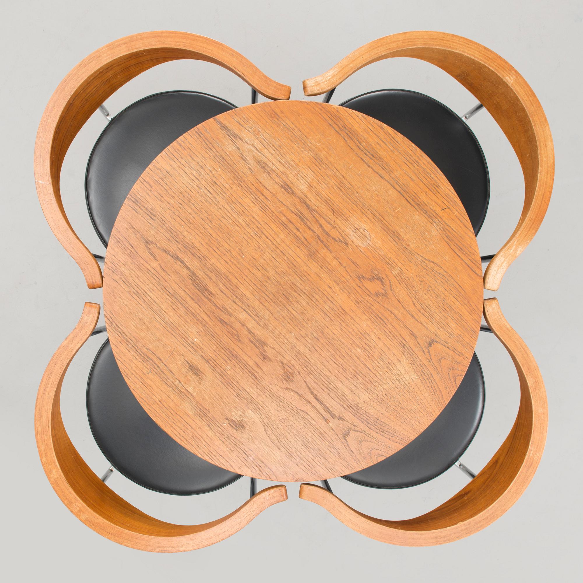 FREDRICK SIECK, table and chairs 1163 for Fritz Hansen, Denmark 1960s/1970s.