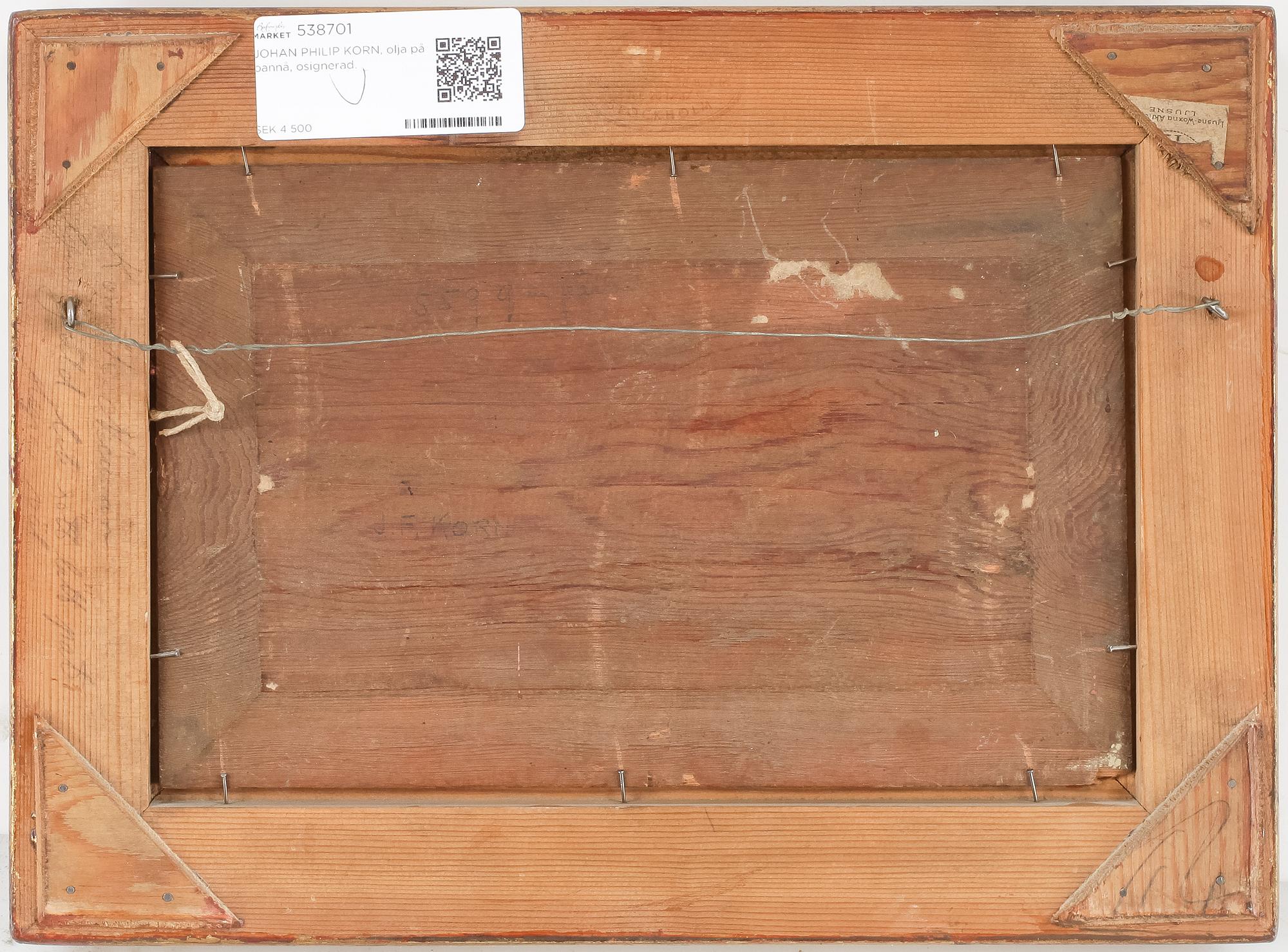 JOHAN PHILIP KORN, tillskriven, olja på pannå, osignerad.