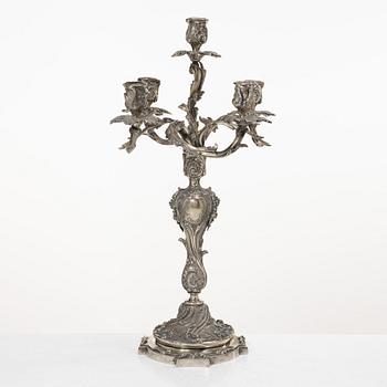 Candelabrum, silver, Rococo style, 20th century.