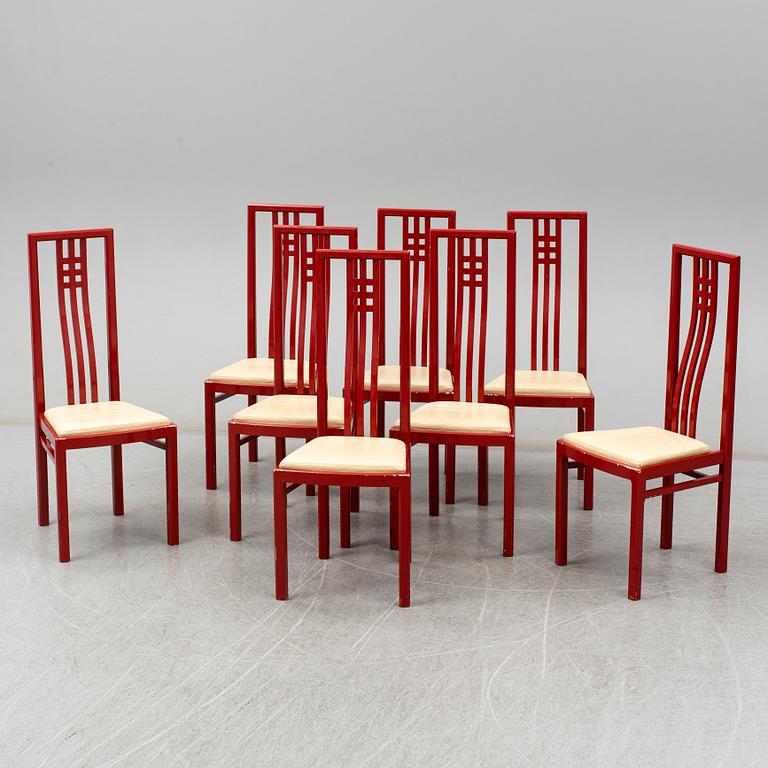 a set of eight chairs by Wards Atelier in the late 20th century.