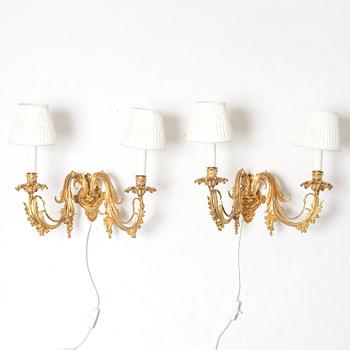 Wall sconces, a pair, circa 1900.