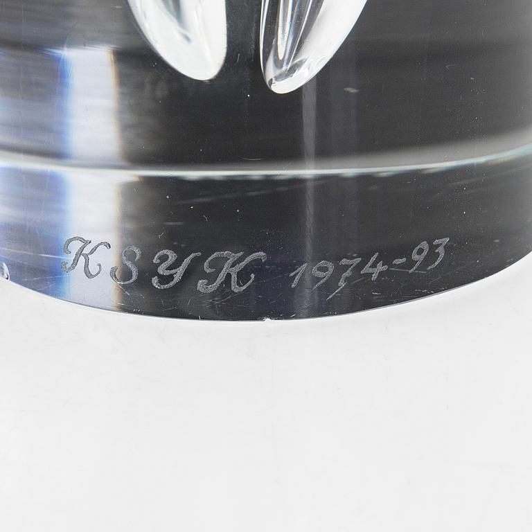 Timo Sarpaneva, glasskulptur/ljusstake, "Janus", signerad Timo Sarpaneva Iittala 1993, 169/500.