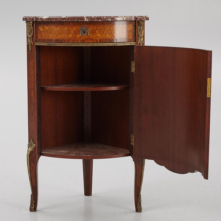 A Gustavian-style parquetry encoignure, mid 20th century.