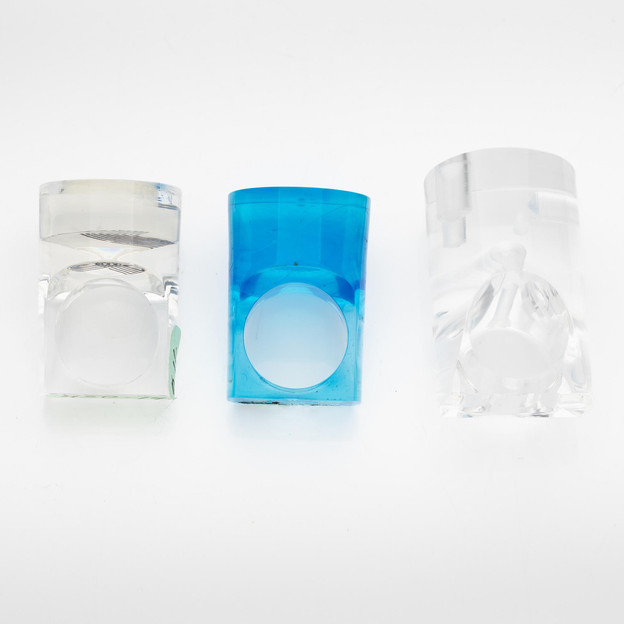 Siv Lagerström, three acrylic plastic rings, 1970s.
