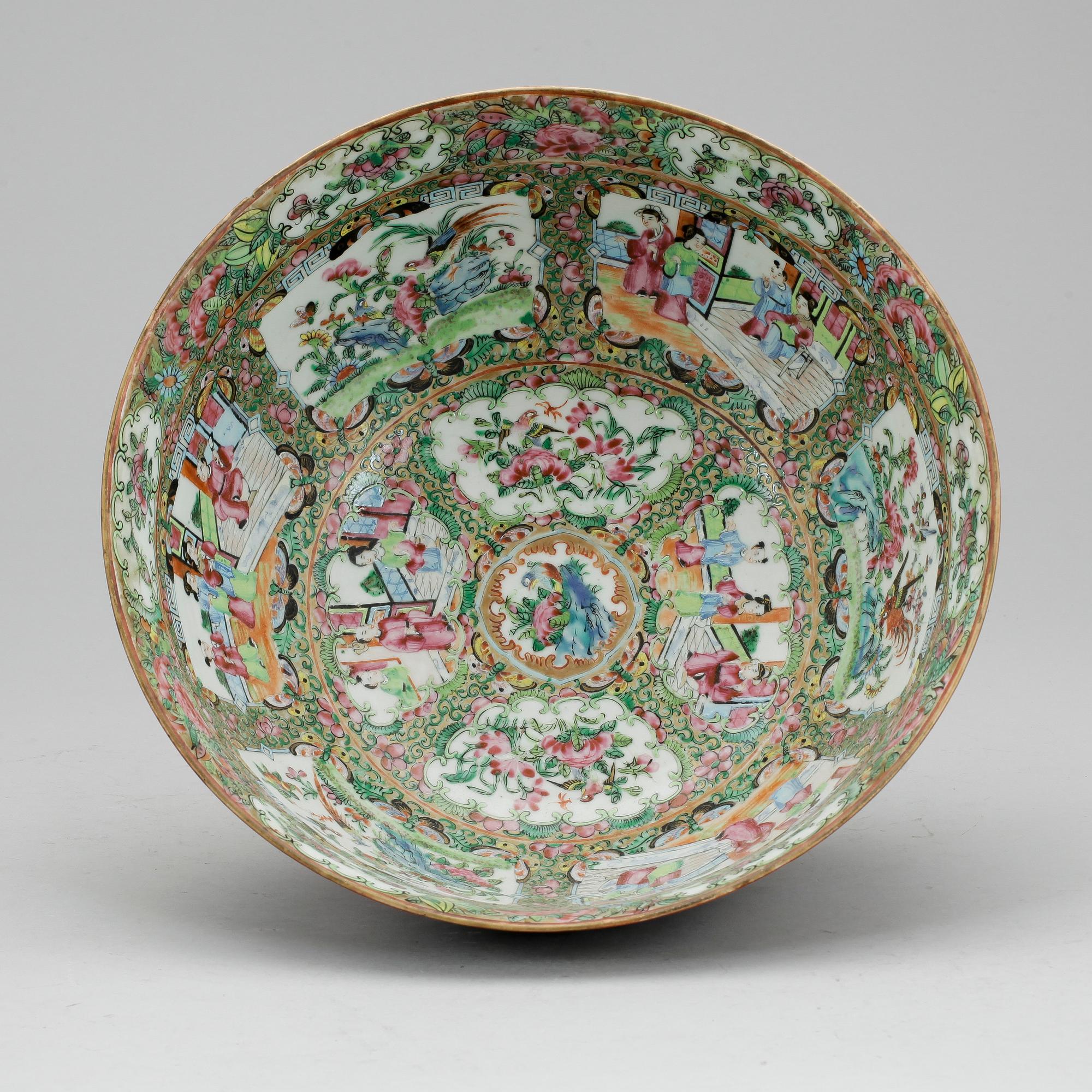 BÅLSKÅL, porslin, Kanton, Kina 1800-tal.