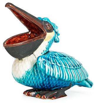 376. A Gunnar Nylund stoneware figure of a pelican, Rörstrand.