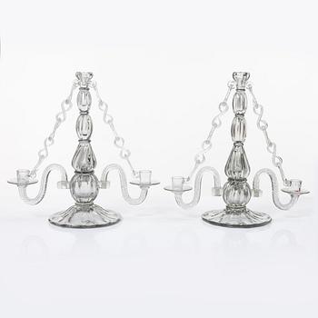 Elis Bergh, a pair of candelabra, Strömbergshyttan, 1940s.