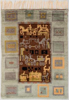 EVA ANTTILA, a Finnish long pile rug. Design  for the Friends of Finnish Handicraft. Circa 155x115 cm.