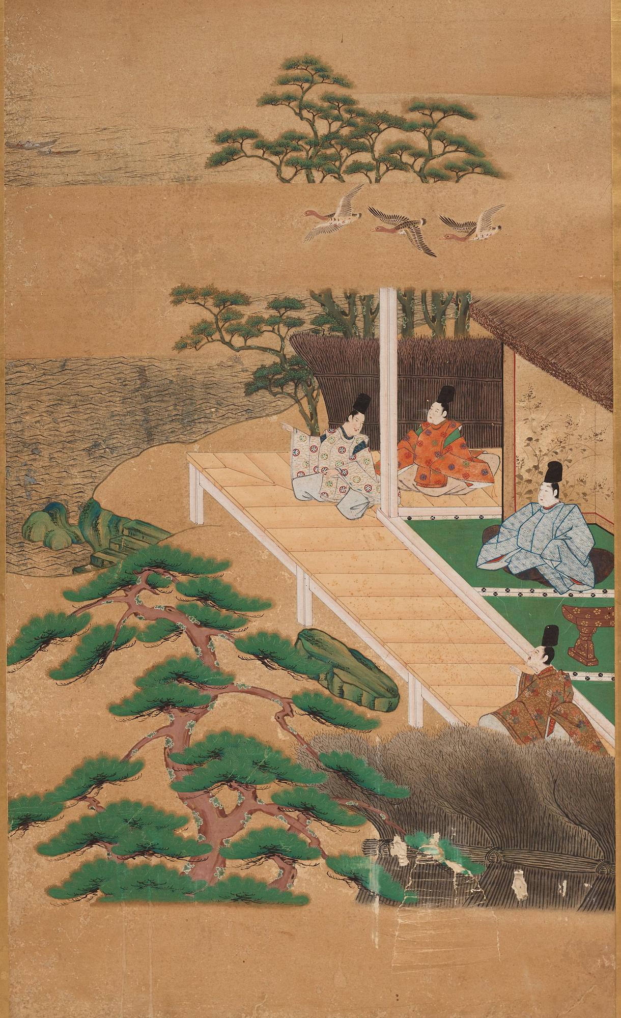 A Japanese six fold screen, Edo period (1603-1868).