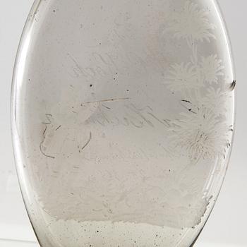 Flaska/Plunta daterad 1819 glas.