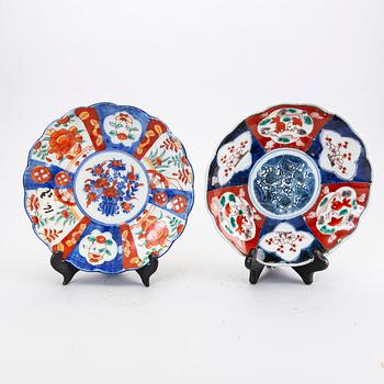 A set of three Japanese Meiji porcelain plates around 1900.