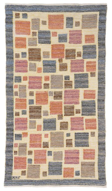 Märta Måås-Fjetterström, a textile, 'Elment', flat weave, c 100 x 54 cm, signed MMF.