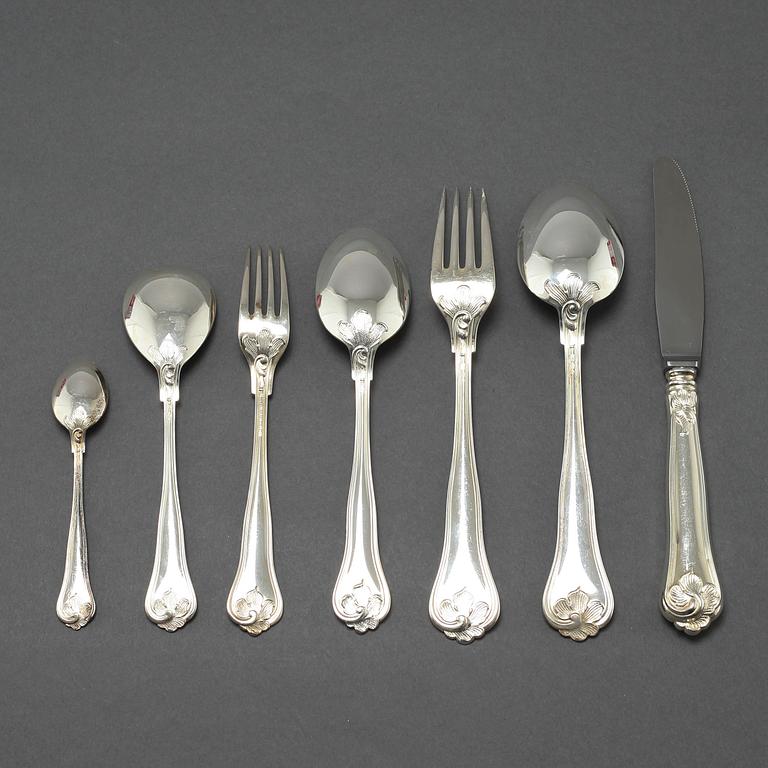 A set of silverware of 66 pcs with Swedish import markings.