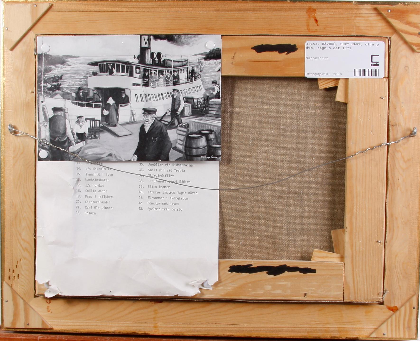 HÄVERÖ, BERT HÅGE, olja på duk, sign o dat 1971.