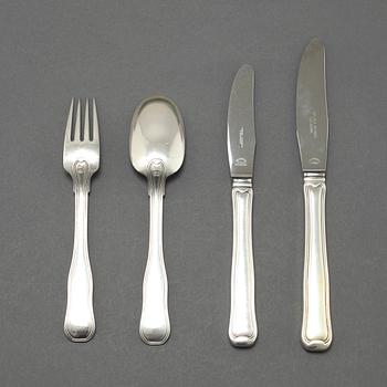 BESTICKSUPPSÄTTNING,  49 delar, silver, "Gammal Dansk", Georg Jensen, Danmark, 1900-talets andra hälft.