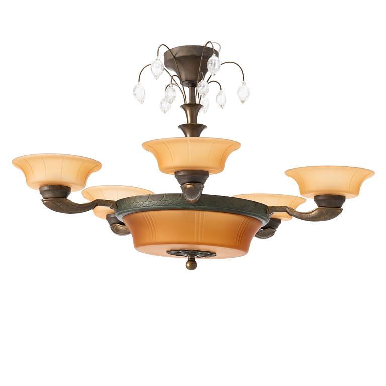 Malmö Metallvarufabrik, attributed to, a ceiling lamp, 1930s.