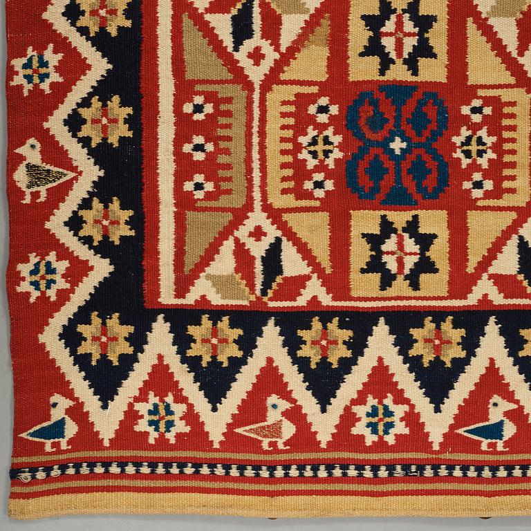 A BED COVER, double-interlocked tapestry (flat weave), ca 217 x 130,5 cm, Scania around 1830,