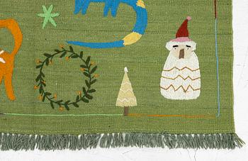 Rug, hand-embroidered Kelim, c. 174 x 122 cm.
