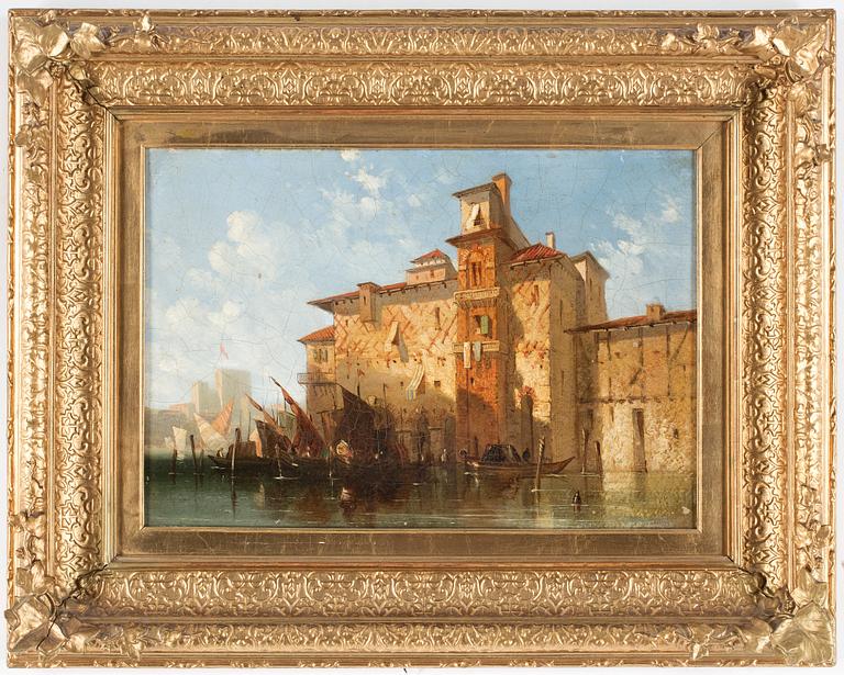 OKÄND KONSTNÄR, olja på pappannå, otydligt signerad, 1800-tal.