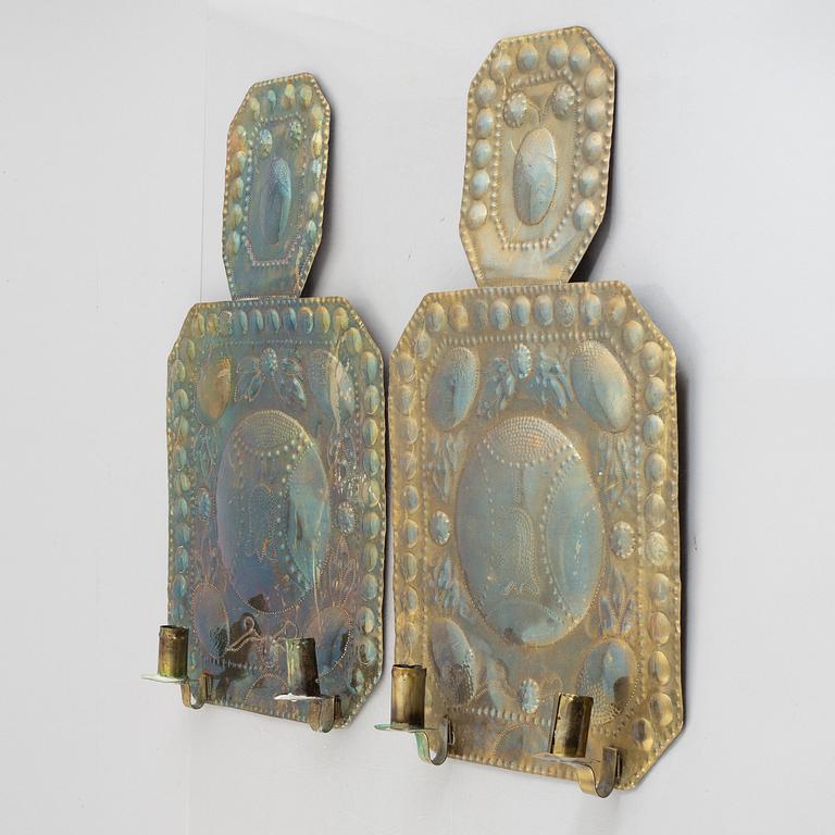 A pair of Baroque style wall sconces, circa 1900.