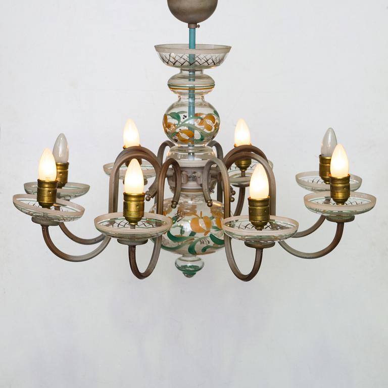 Paavo Tynell, A 1940s chandelier, for Taito and Kauklahden Lasitehdas, Finland.