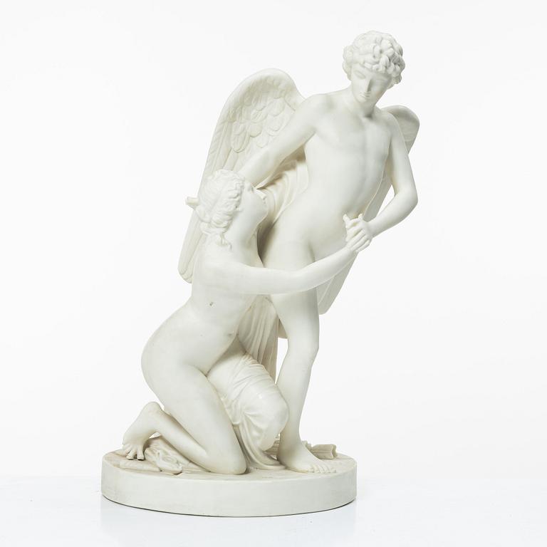 Johan Tobias Sergel, after, "Amor and Psyche", figurine, parian, early 20th century.
