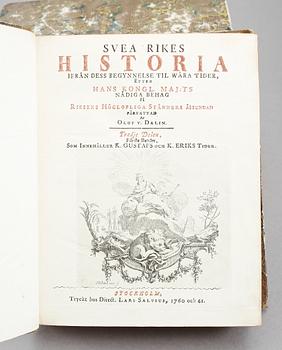 OLOF VON DALIN, Svea Rikes Historia, 1-3 i 4 vol, blandade upplagor, Stockholm 1760-65 .